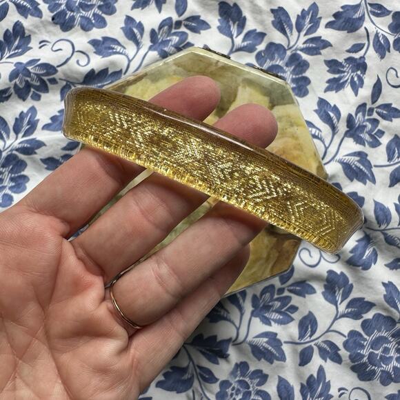 VTG 60’s Lucite Decoupage Wooded Box Purse Floral Shabby Primitive Retro - Picture 7 of 14